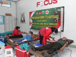 Aksi Kemanusiaan di Hari Juang TNI AD ke-80: Kodim 0724/Boyolali Gelar Donor Darah Massal