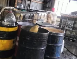 Diduga Produksi Pengoplosan Oli di Kedung Waringin, Cikarang Utara