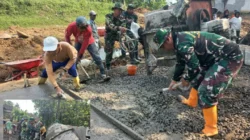 Tanpa Lelah TNI dan warga Kauman Kebut Rabat Beton