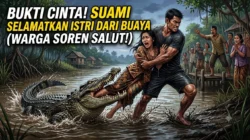 BUKTI CINTA NYA TERHADAP ISTRI, SEORANG SUAMI RELA PERTARUNGAN NYAWA,DEMI SELAMATKAN ISTRI DARI TERKAMAN BUAYA‎.
