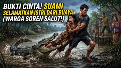 BUKTI CINTA NYA TERHADAP ISTRI, SEORANG SUAMI RELA PERTARUNGAN NYAWA,DEMI SELAMATKAN ISTRI DARI TERKAMAN BUAYA‎.