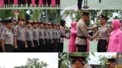 AKBP Sepuh Pimpin Kenaikan Pangkat 63 Personel Polres Siak dengan penuh hikmat. 